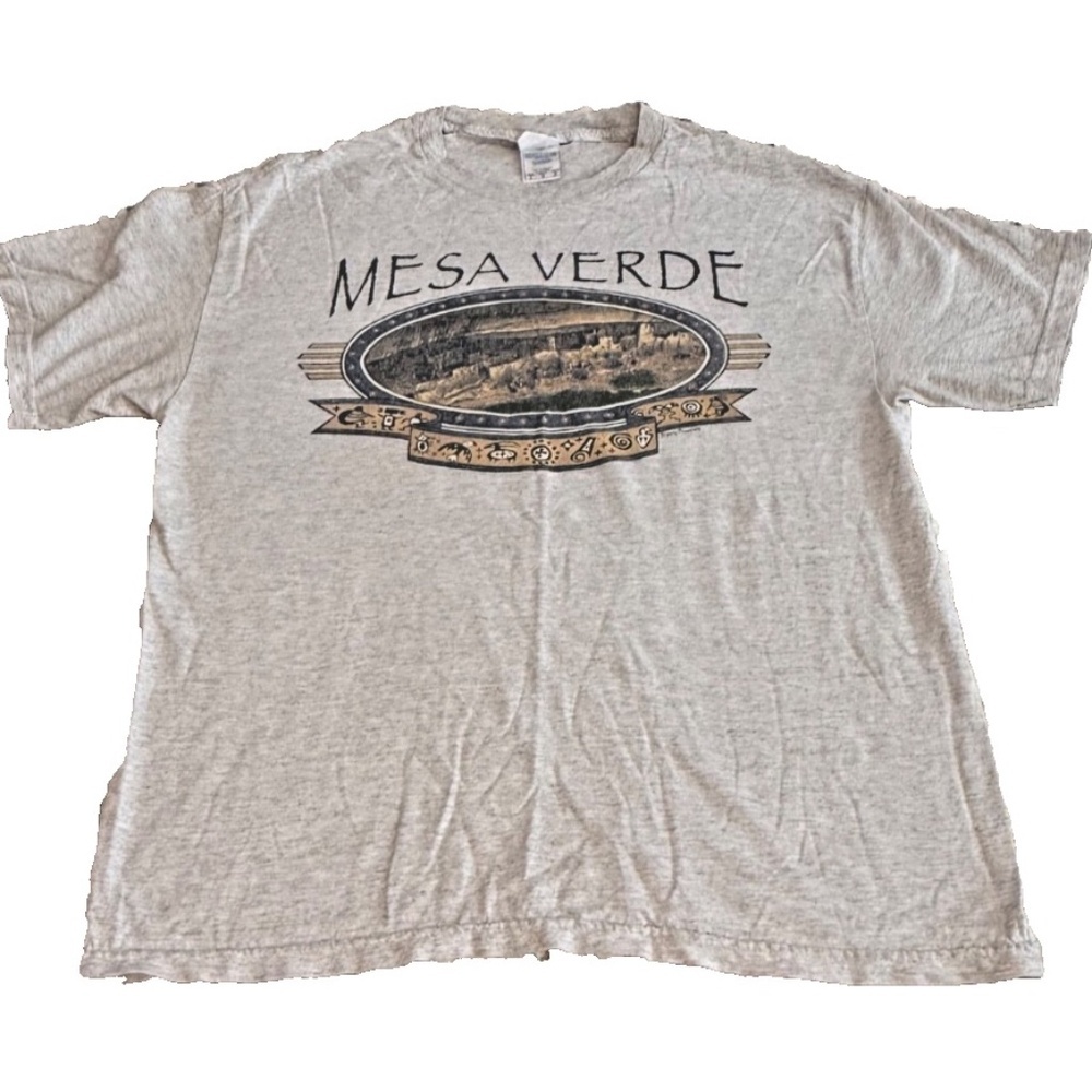 Tennessee River Mesa Verde Vintage 90s Graphic Print T-Shirt; Grey Unisex Size L